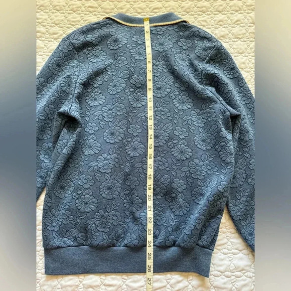 Vintage Cape Cod Sportswear Blue Floral Long Sleeve Collared Sweater Size Small - Picture 10 of 12